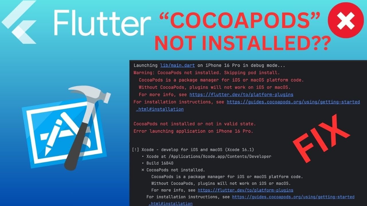 FLUTTER ERROR: 'CocoaPods not Installed' [FIX December 2024]