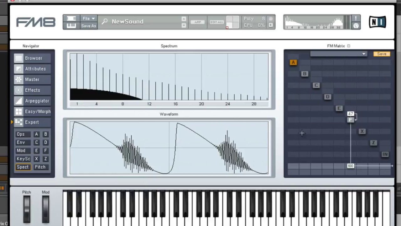 Frequency Modulation (FM) Synthesis in FM8