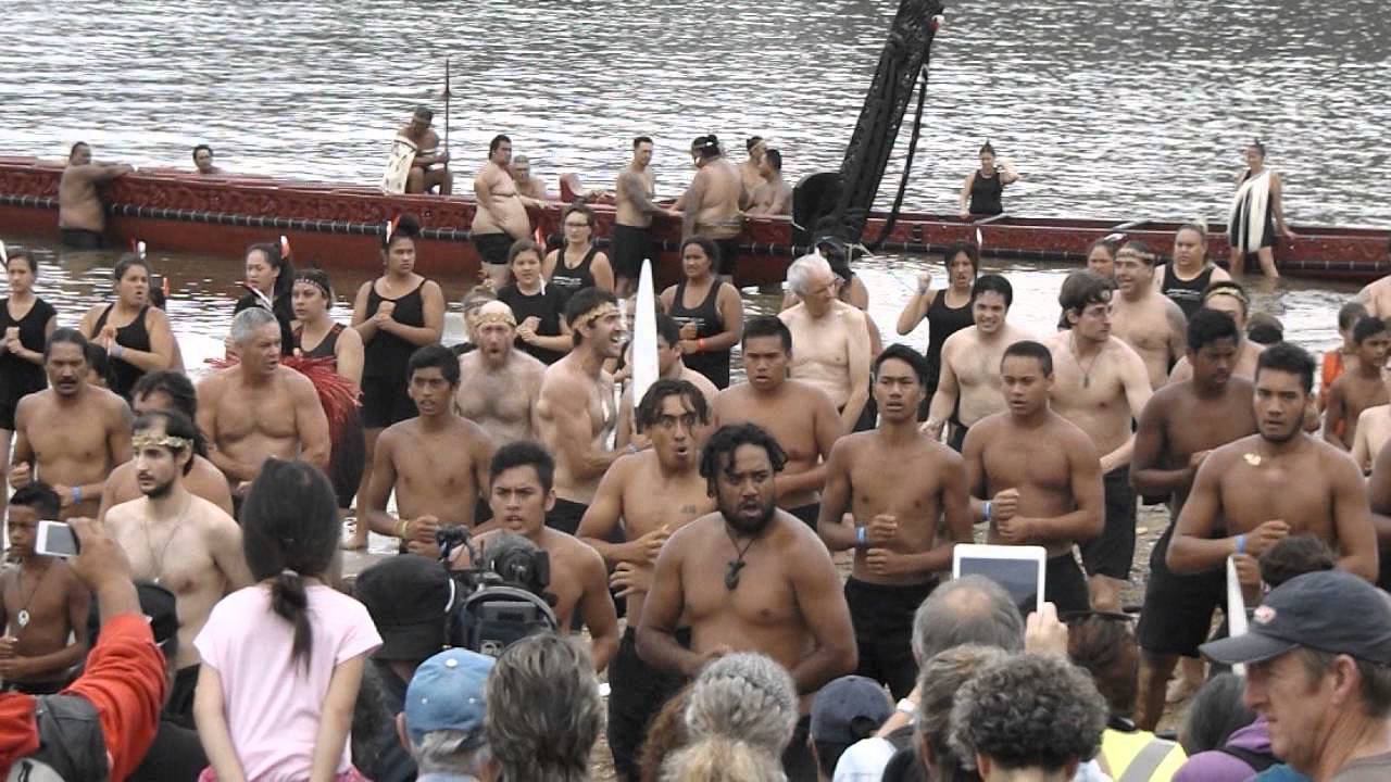 Waitangi Day 2016 Haka, crew of Ngatokimatawhaorua,
