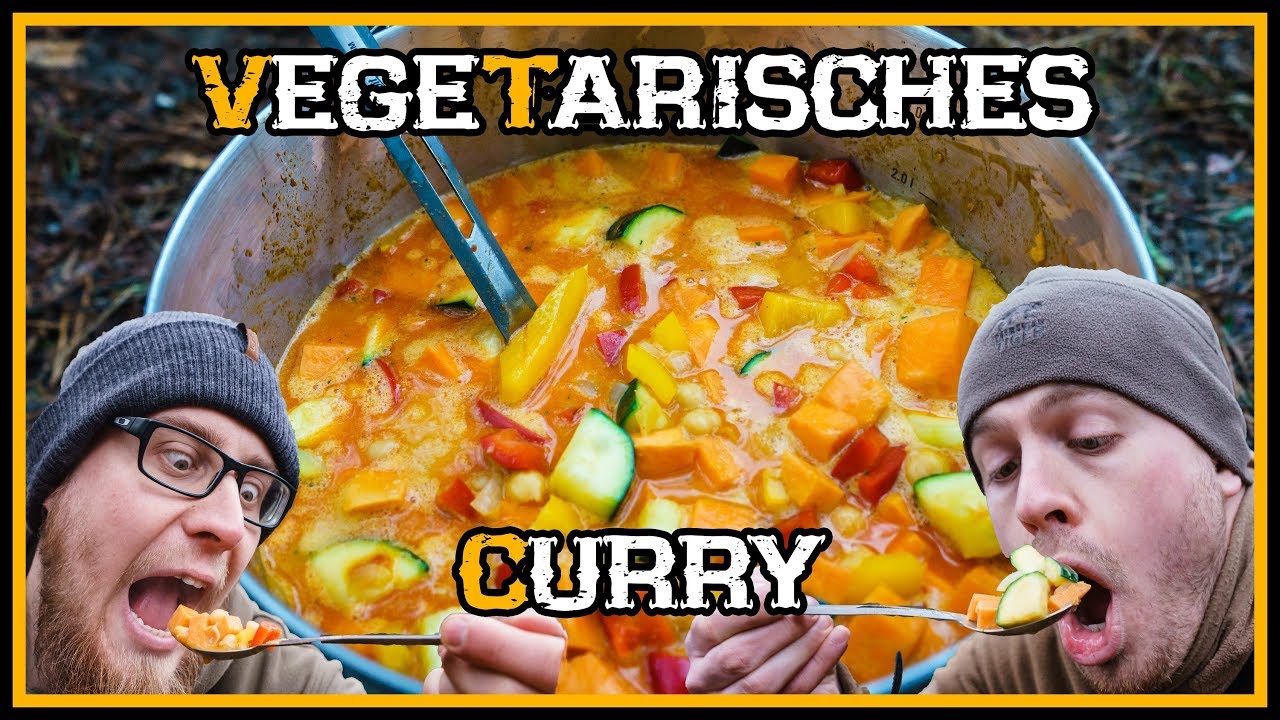 Lecker Vegetarisches Curry drau&szlig;en kochen - Outdoor Bushcraft K&uuml;che