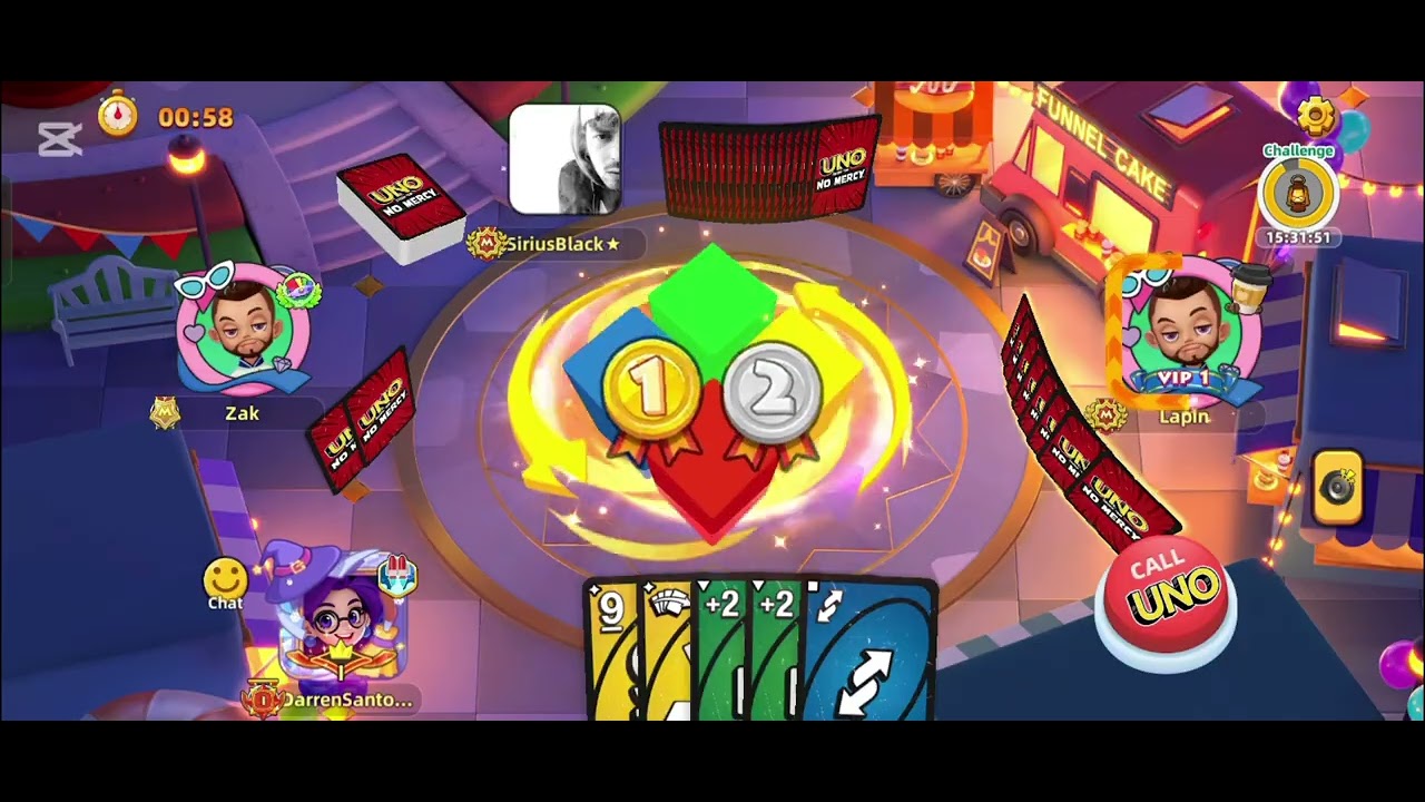 Uno Mobile! NO MERCY! ( Wild Reverse +4 and +6 and 0 - 7 ) in go wild ×100 but it's too tough.
