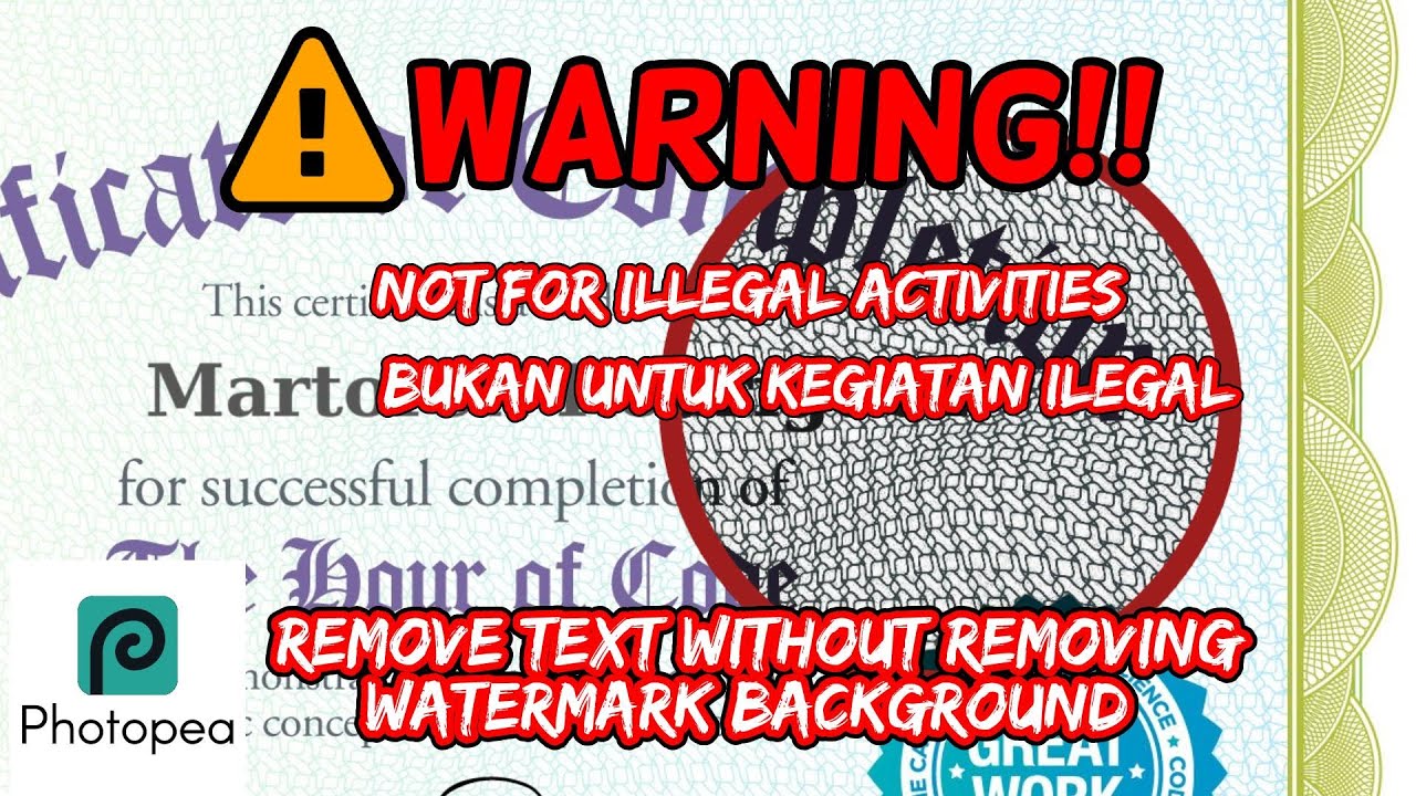 How to remove text without removing watermark background II Photopea Tutorial