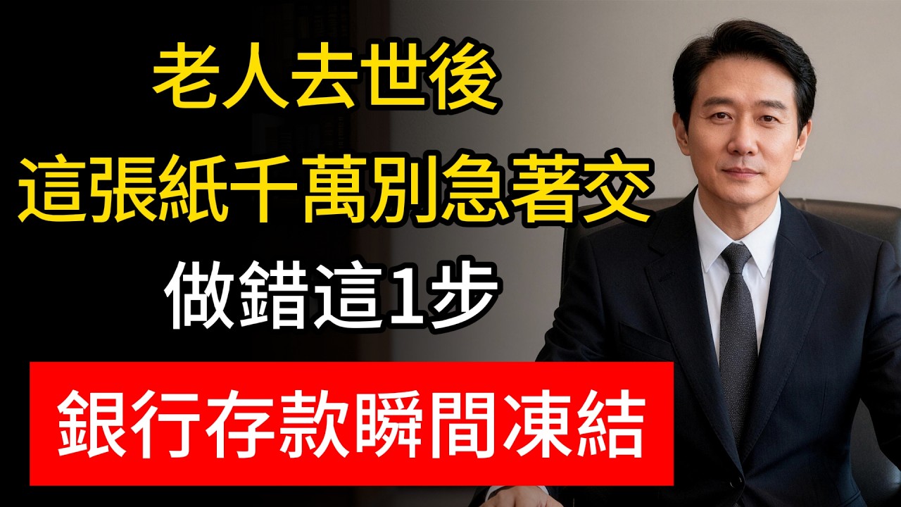 老人去世後別急著除戶! 這張「紙」千萬別急著交！順序搞反，銀行存款可能一毛都拿不出來！#遺產繼承 #銀行存款 #法律常識 #銷戶