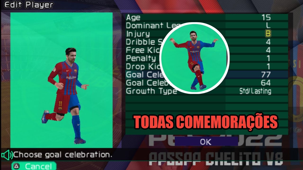 Todas as comemorações do PES 2022 ppsspp