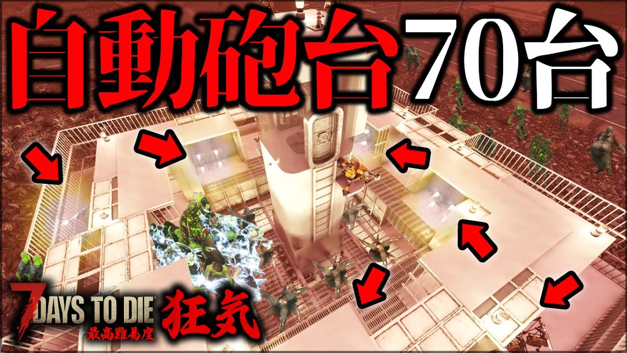 ”最高傑作”大量のタレットでゾンビを破壊し続けた結果【7Days to Die】【狂気】