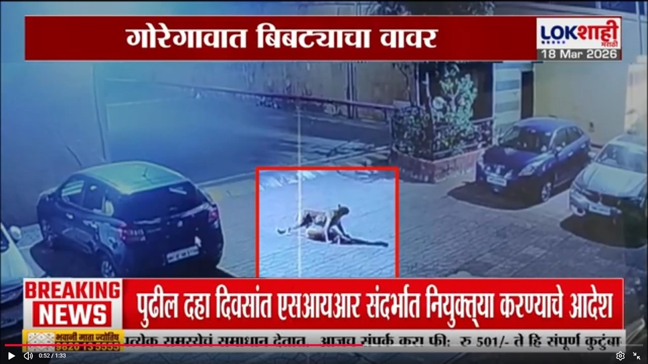 Mumbai | गोरेगावात बिबट्याला पाहून नागरिकांना भरली धडकी, कुत्र्याला फरफटत नेलं | Lokshahi Marathi