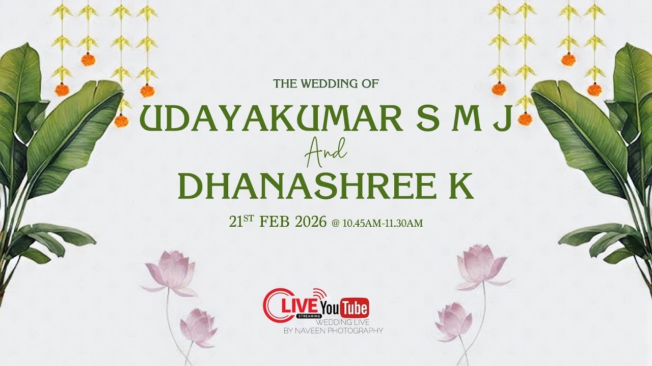 WEDDING CEREMONY OF _UDAYAKUMAR S M J  ..WEDS.. DHANASHREE K_ program Live🔴l On 21 FEBRUARY 2026