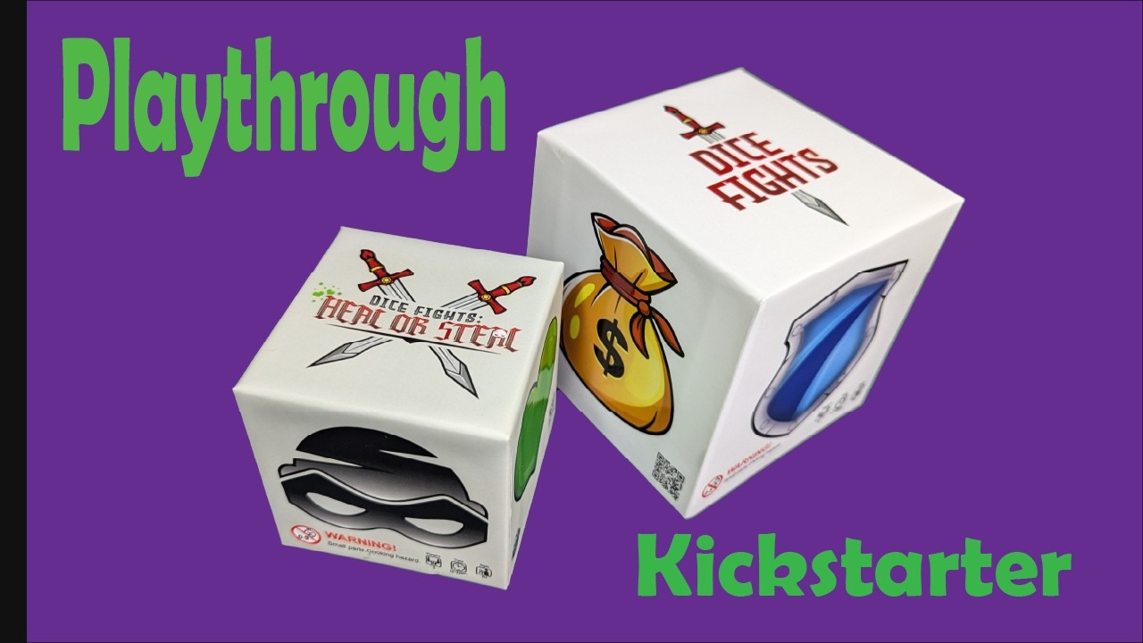 Dice Fights: Heal or Steal - Barbarian Cleric playthrough. Two player engine builder with Dice