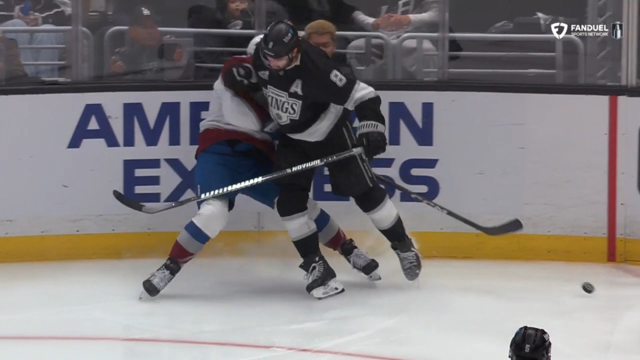 Drew Doughty with a massive hit on Ross Colton.