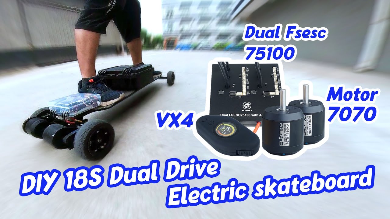 DIY 18S Dual Drive Electric Skateboard with Motor 7070 and Fsesc 75100 l Flipsky