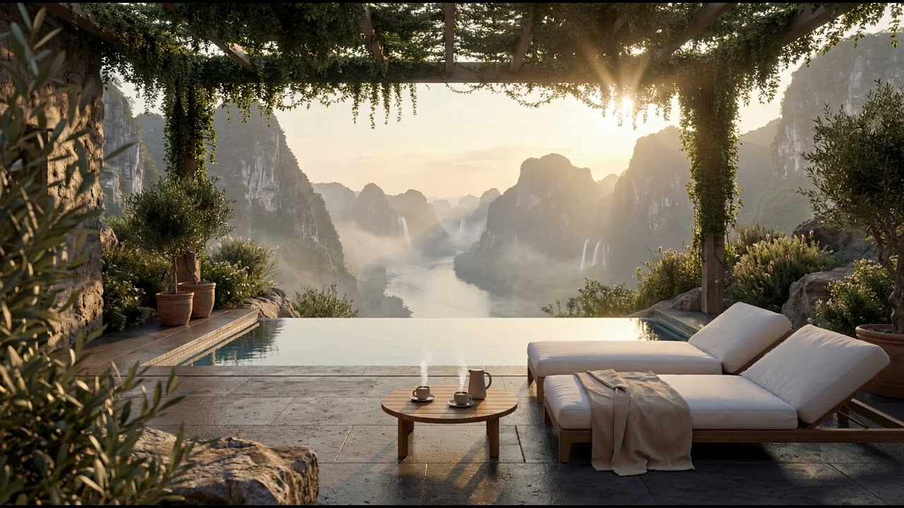 Tranquil Morning by the Pool ☕🌿 | 2.5 Hours Jazzy Coffeehouse Music (Relax • Focus • Unwind)