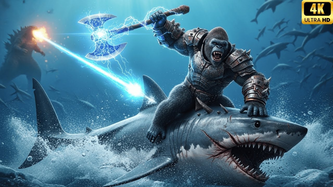 King Kong and Godzilla vs. The Great White Sharks - Deep Sea War