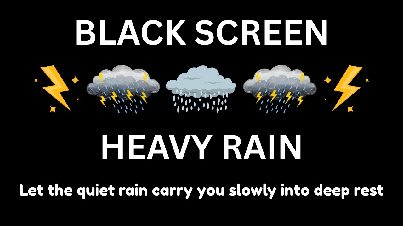 Heavy Rain on a Quiet Night | BLACK SCREEN | Sleep Deep and Peaceful