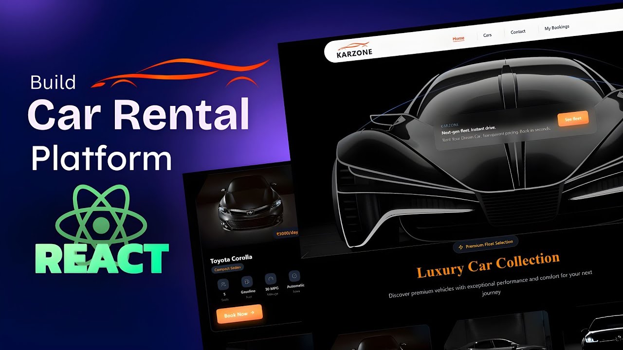 Build a Car Rental Website Using React JS | Full Stack(MERN) Project.