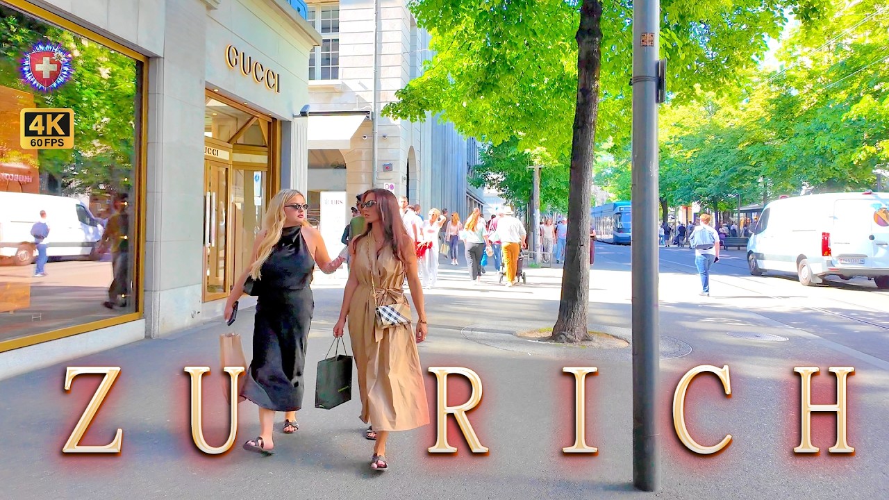 ZURICH SWITZERLAND ✨ Stroll through vibrant City Center / along Bahnhofstrasse 4K asmr