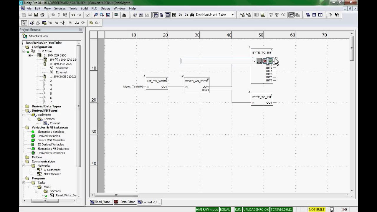 Unity Pro - Derived Function Block for Communication Read_Var and Write_Var