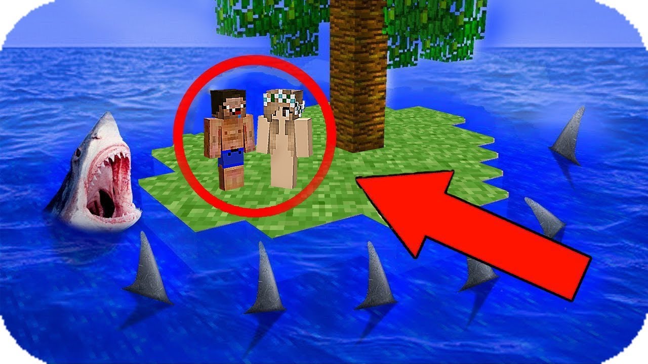 NOOB VS ISLA DE TIBURÓN PAREJA NOOB SOBREVIVEN EN LA ISLA ABANDONADA MINECRAFT TROLL