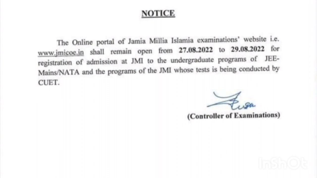 JAMIA MILLIA ISLAMIA CENTRAL UNIVERSITY Opens for fresh REGISTRATION   | JMI B.Arch ADMISSION 2022