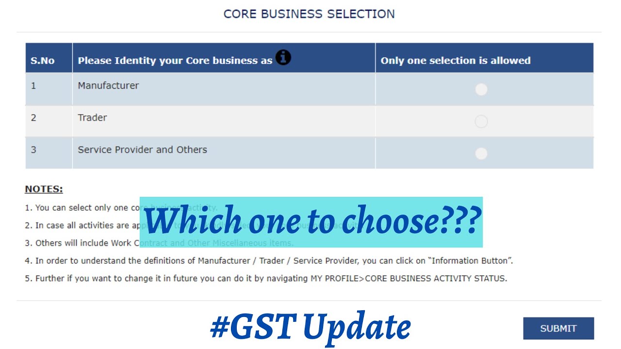 Core Business Selection || GST Portal Update || Explained in Tamil
