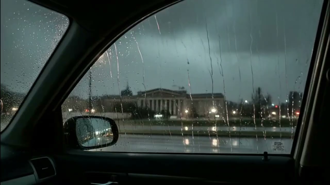 Night Ambience with Heavy Rain Sounds From Inside Car • Deep Sleep White Noise, Stress Relief