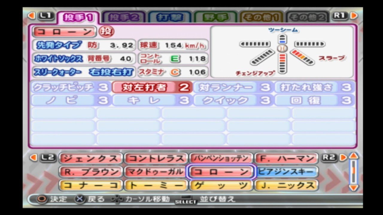 【パワメジャ2009選手能力】ホワイトソックス 40 コローン選手
