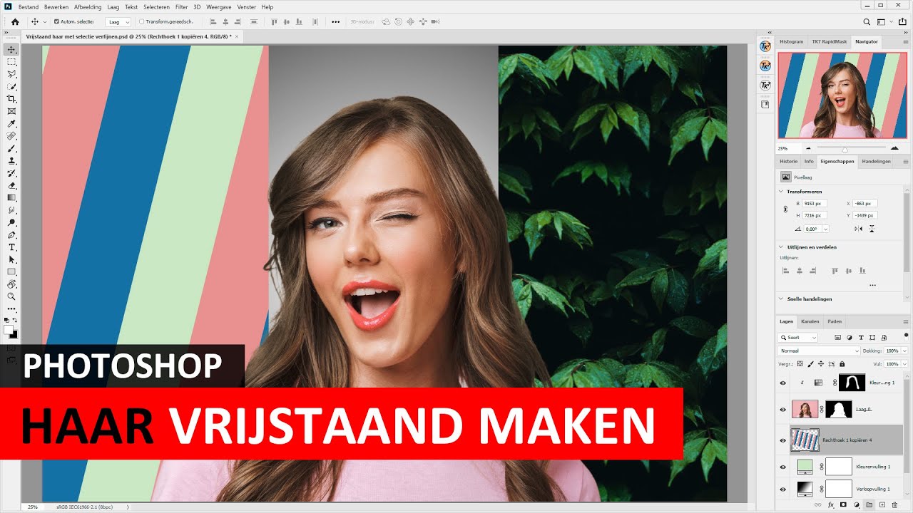 Photoshop | Haar vrijstaand maken / achtergrond aanpassen (Dutch)