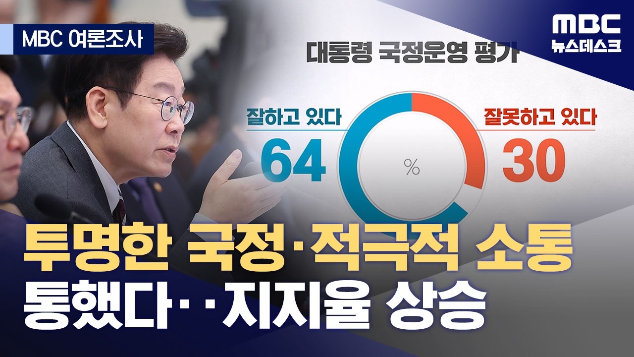 [여론조사] 李 대통령 지지율 64%‥6·3 지선 '여당에 힘 실어야' 54% (2026.02.15/뉴스데스크/MBC)