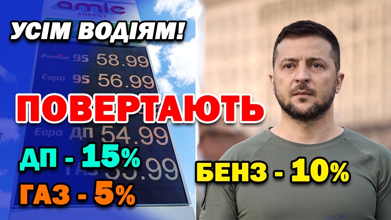 Кожному ВОДІЮ ! Допомога від держави. Кешбек на всі види Пального