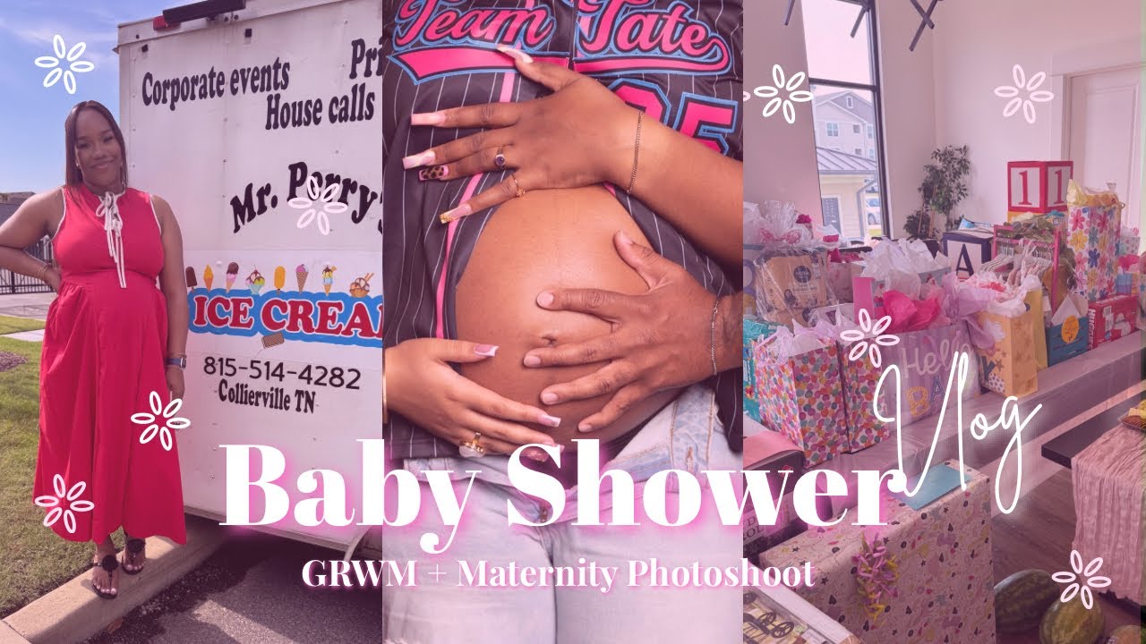 Baby Shower Vlog 💕 GRWM, Maternity Photoshoot, Gifts, & Celebrating Baby KAYYY 💜🤰🏽 #babyshower 