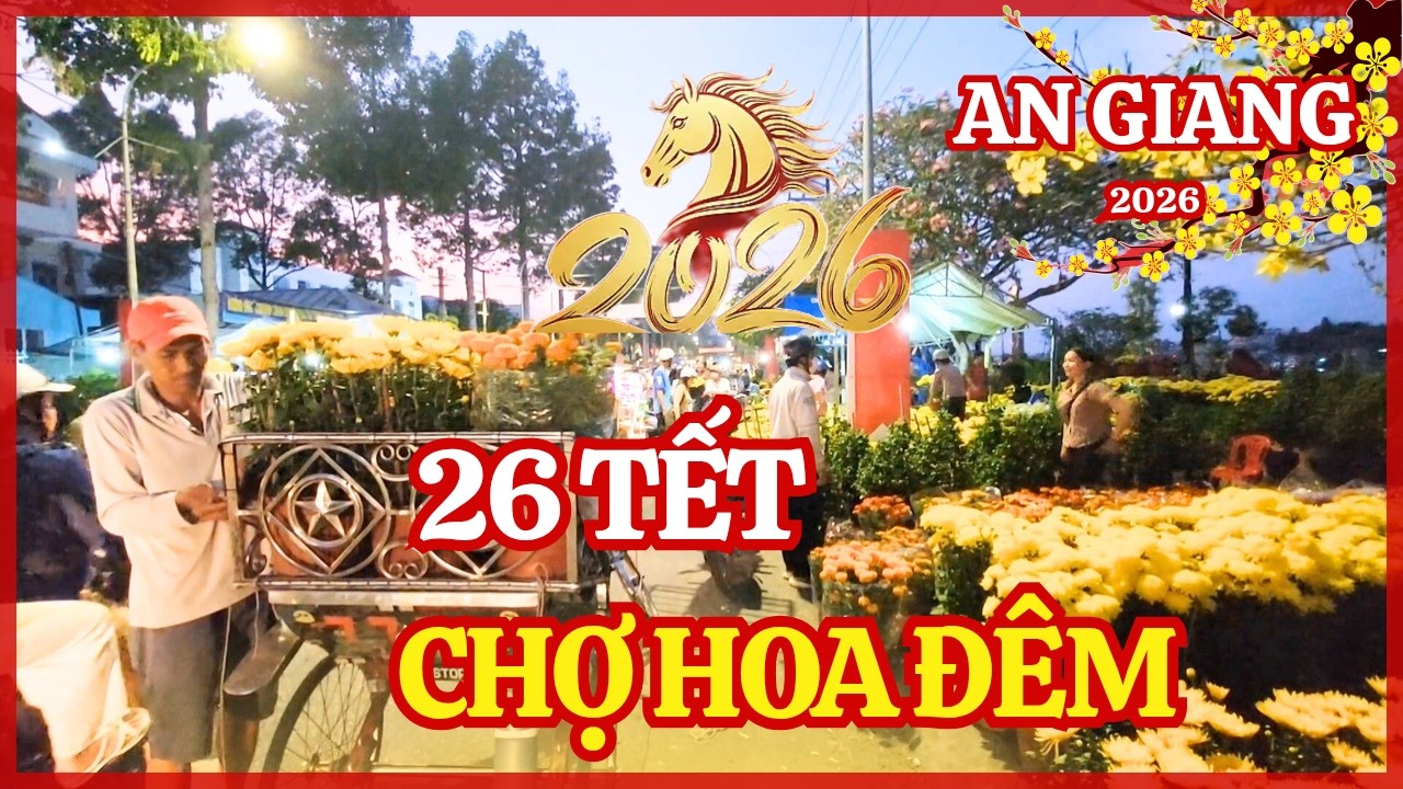 Không Khí CHỢ HOA XUÂN Về Đêm | 26 TẾT Âm Lịch Ở An Giang