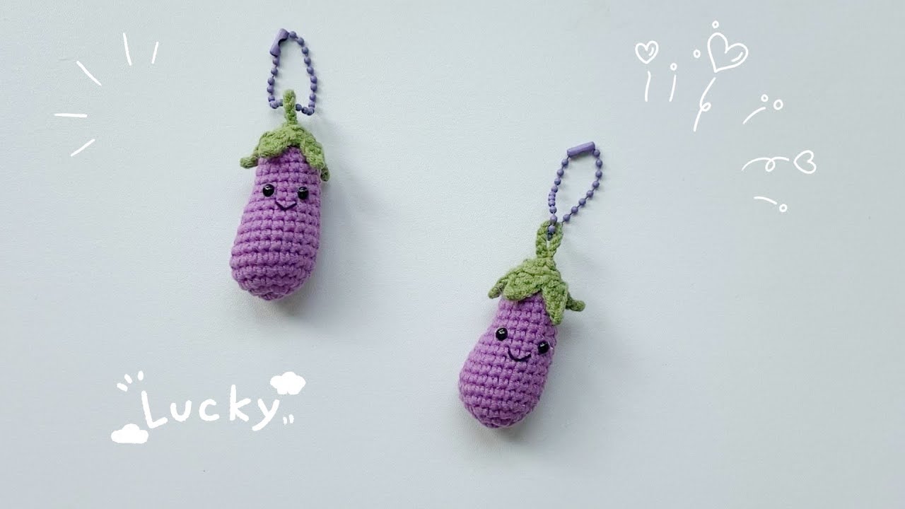How to Crochet Eggplant 🍆Keychain-Easy Crochet Tutorial-Beginner Friendly-Step by Step-Free Pattern