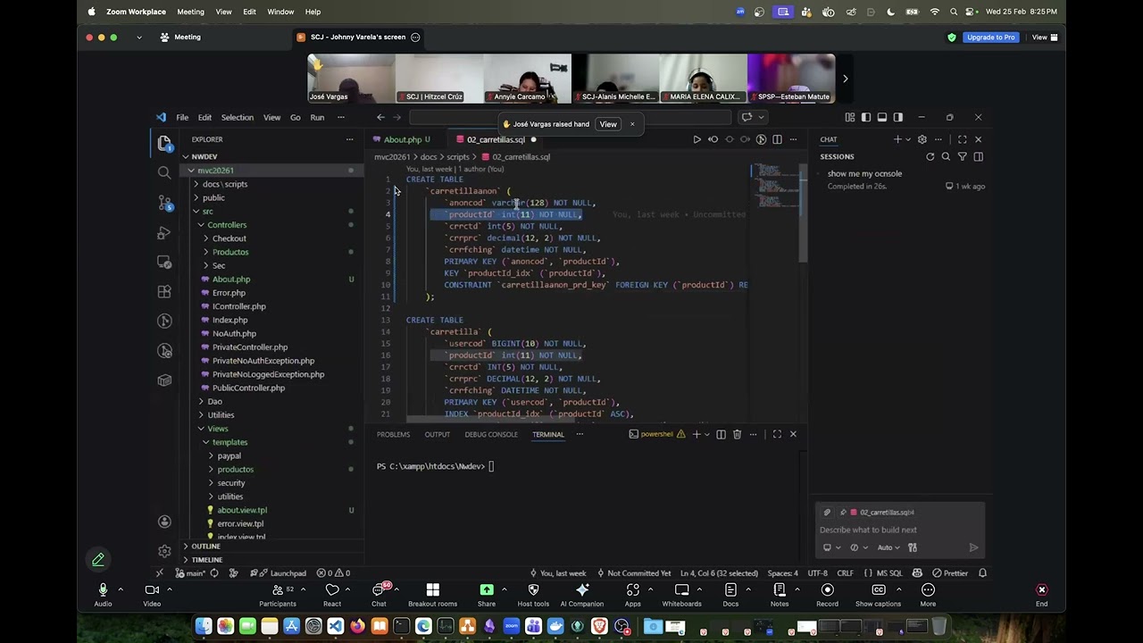 Conectando el MVC de la Clase a una Mysql DB y creando las tablas iniciales en XAMPP y DevContainer