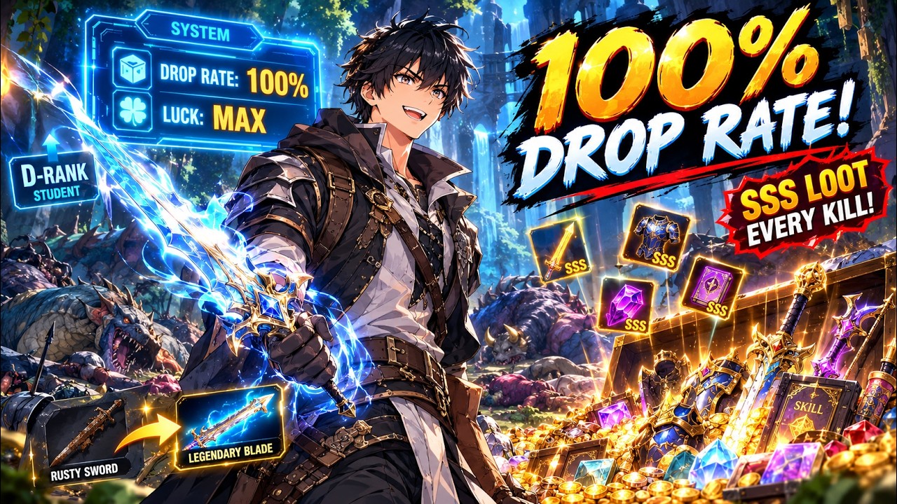 🔥He Starts With a RUSTY SWORD&hellip; But His 100% DROP RATE Gives Him SSS-RANK Loot Every Kill!