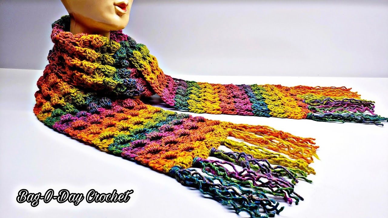 Easy Crochet Scarf | Crochet unisex scarf | Bag O Day Crochet Tutorial 550