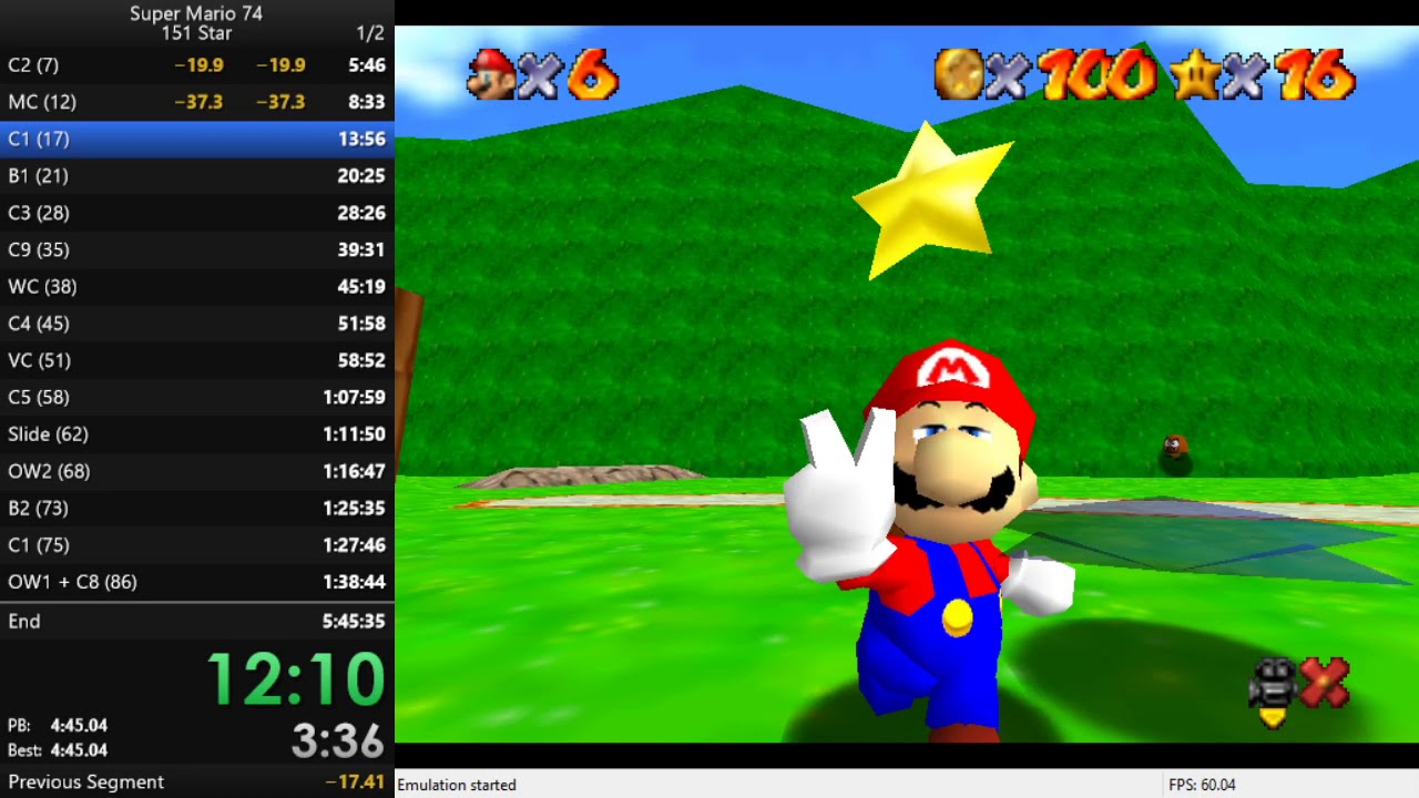 [v1.5 Personal Best] Super Mario 74 151 Star (