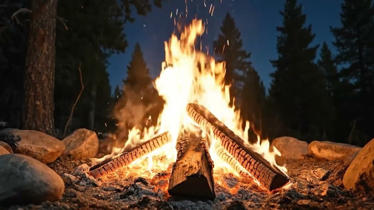 Realtime Fireplace - Relaxing Fire Burning Video - 9 Hours - No Loop - Ultra HD