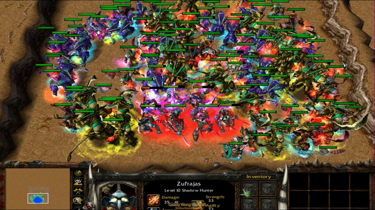 100 Satyr Units (With Type) vs 7 Shadow Hunter (With Skills) 1080p