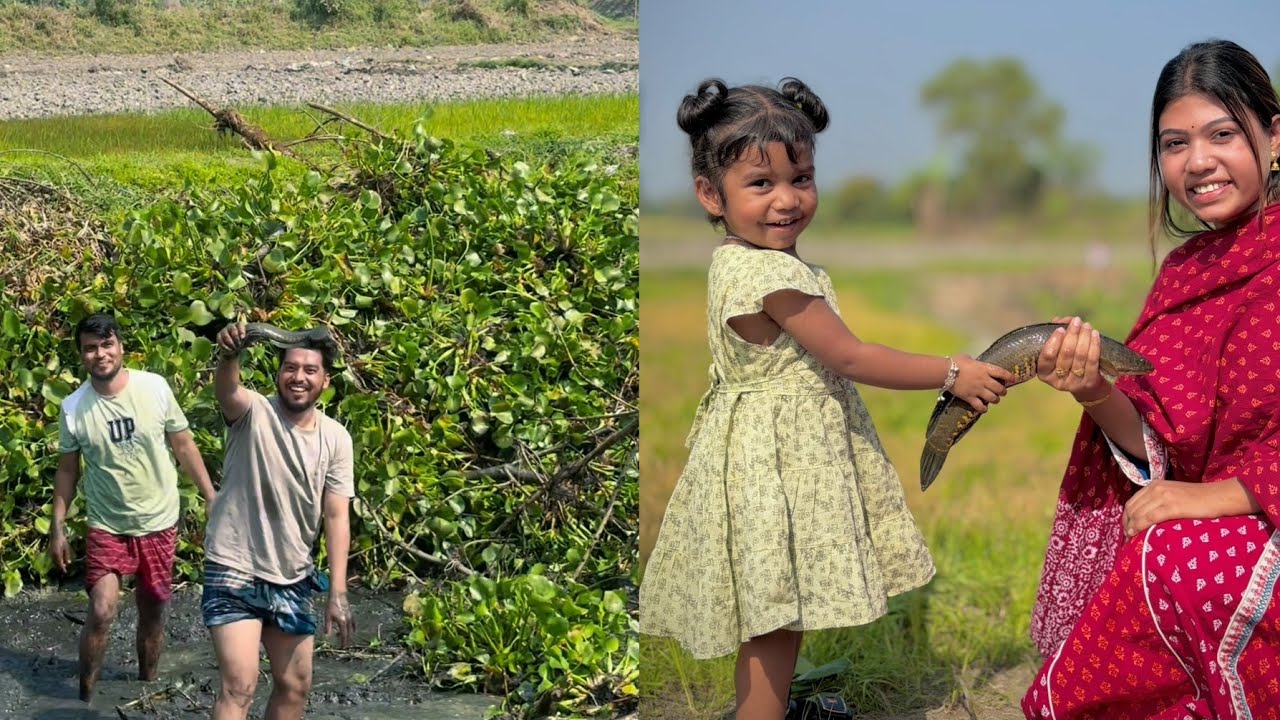 আমাদের জমির পাশের পুকুর থেকে মাছ ধরলাম!