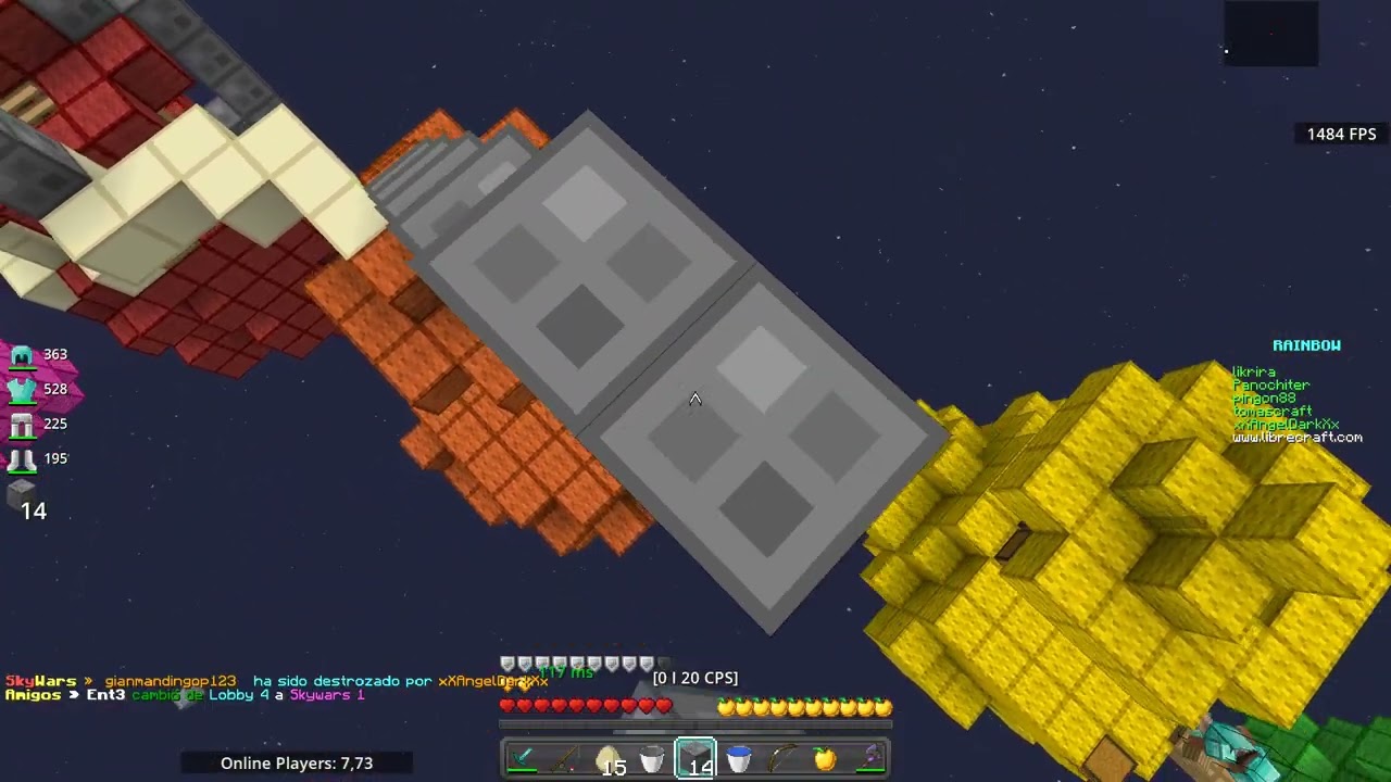 [1000+ FPS]Minecraft Skywars ASMR  Librecraft Rainbow + Drag Click