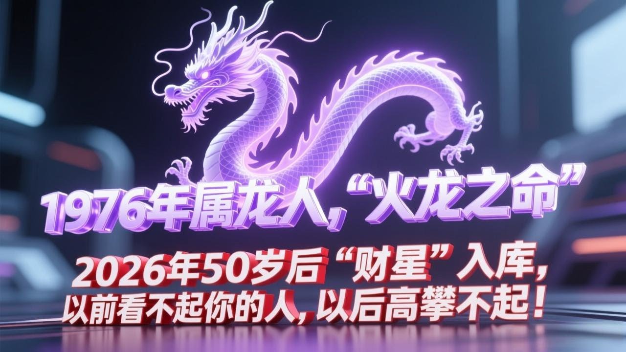 1976年属龙人，火龙之命！2026年50岁后「财星」入库，以前看不起你的人，以后高攀不起！ #属龙运势 #生肖龙运程 #属龙运程 #12生肖运程 #2026丙午马年 #十二生肖 #财运 #健康运势