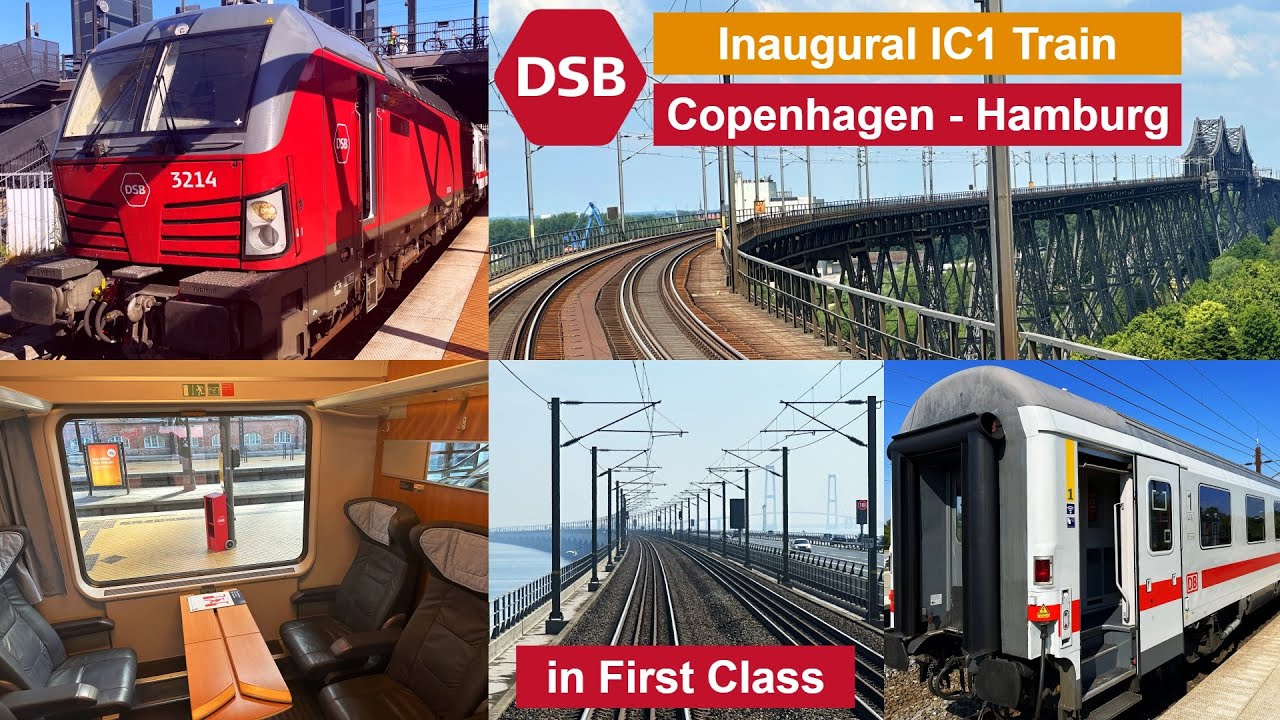 Inaugural Intercity Train Copenhagen - Hamburg with German IC1 Rail Cars in First Class