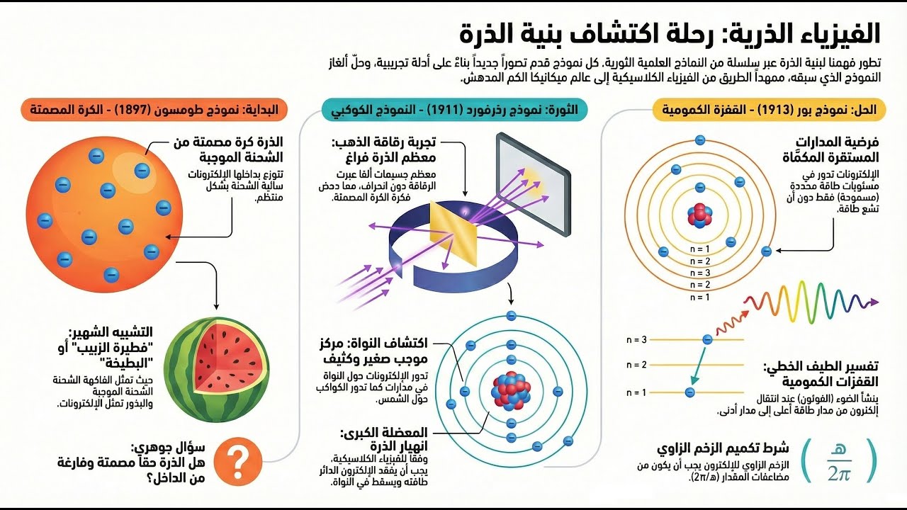 فيزياء الثالث الثانوي ملخص الوحدة الخامسة الفيزياء الذرية