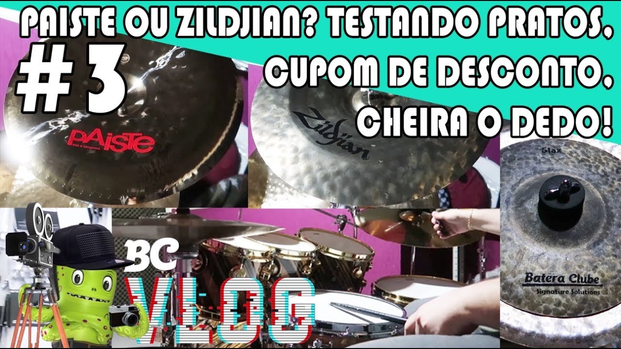 BC Vlog #3 Paiste ou Zildjian? Testando Pratos, Cupom Desconto, Cheira o Dedo!