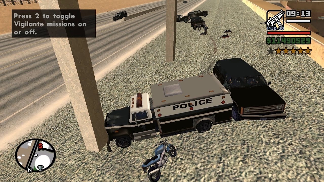 GTA San Andreas Las Venturas Police Shootout Epic 6 Star Wanted Level Escape