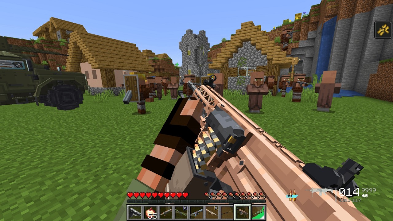 I Looted a Villager House with Guns and Missiles in Minecraft