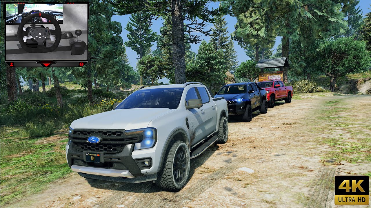 GTA5 Car mod | Ford Ranger wildtrak 2023 Off-Roading Convoys | Steering Wheel Gameplay