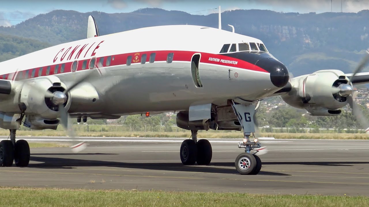 Lockheed C-121C Super Constellation flying at Shellharbour Airport