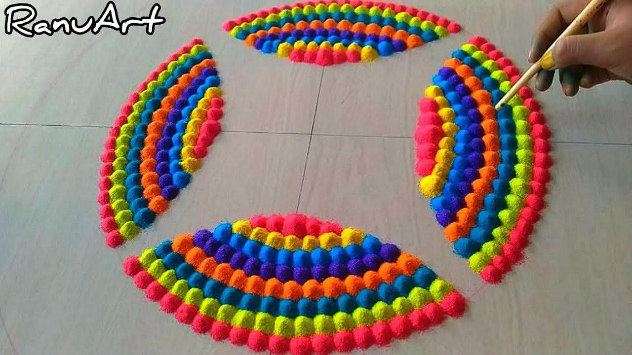 Beautiful Multi-Colored Rangoli Design|Holi, Padwa, Navratri, Diwali 2021|Latest Muggulu 2021|रंगोली
