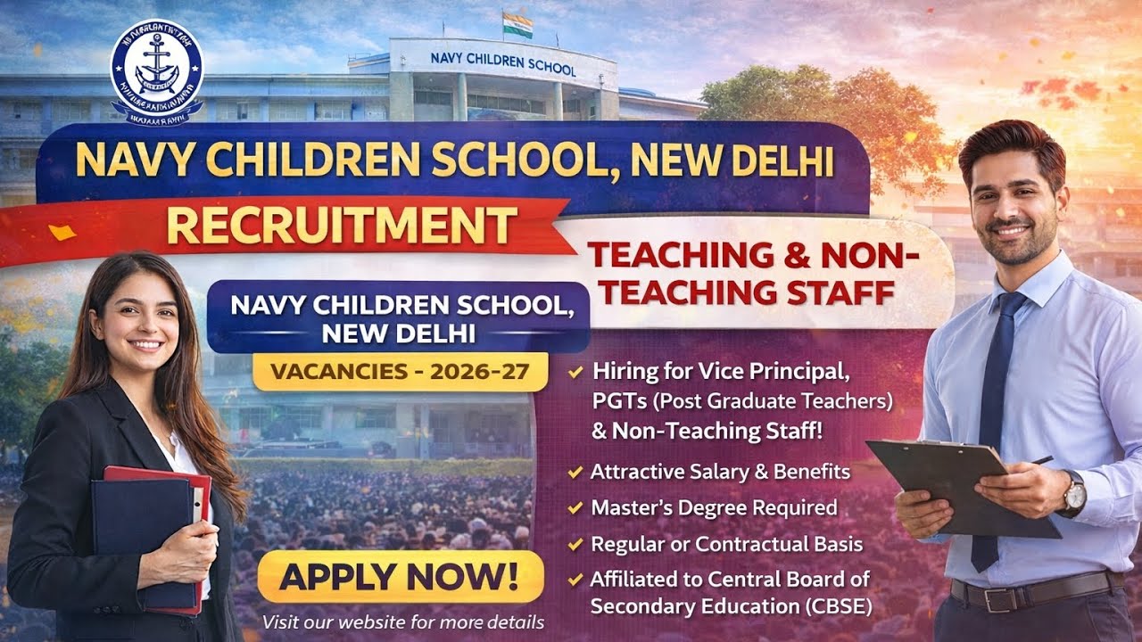 Navy Children School Recruitment 2026-27 | Teaching & Non-Teaching Jobs | Vice Principal & PGT 