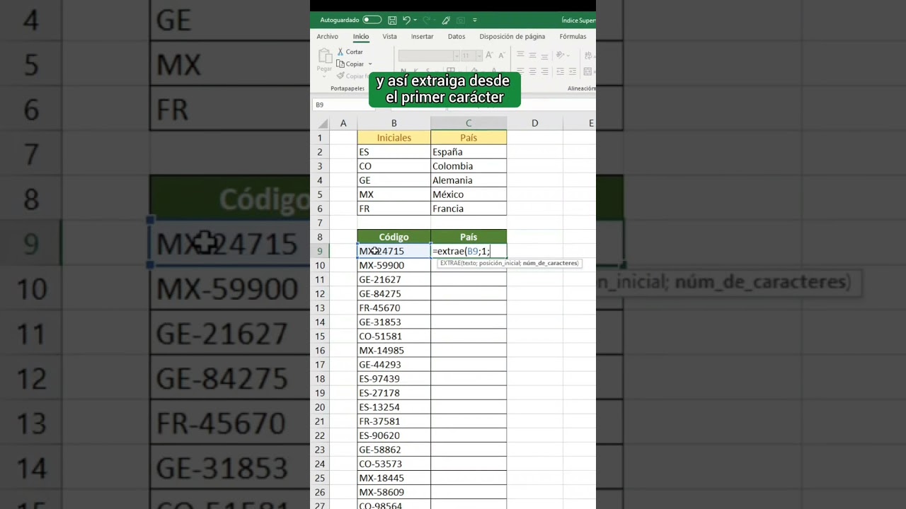 Funci&oacute;n extrae y buscarv #superexcel #excel #tutorial #cursoexcel #excelgratis #shorts